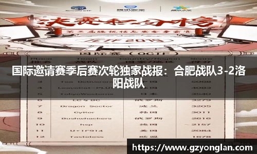 国际邀请赛季后赛次轮独家战报：合肥战队3-2洛阳战队